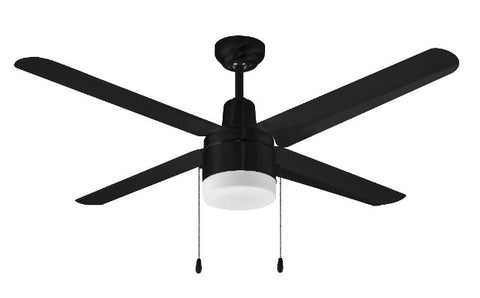 48" Ceiling Fan w/4 Black Wood Blades, Matte Black